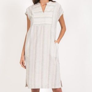 ANTHROPOLOGIE MO:VINT Rebecca Stripe Linen Dress L